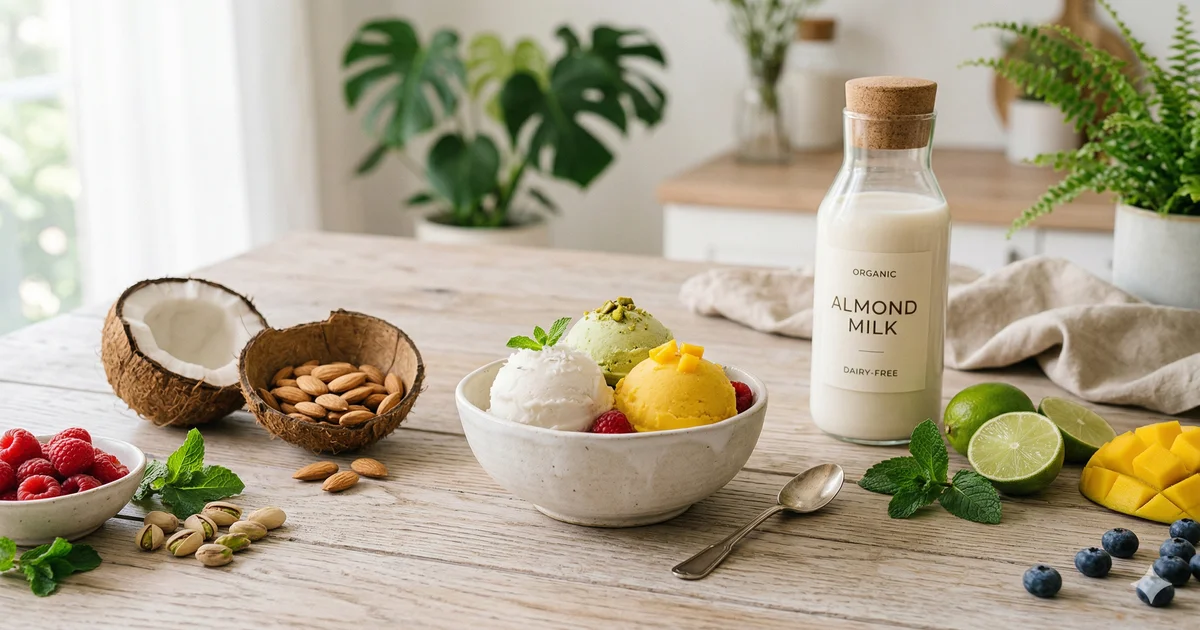 Helado artesanal sin lactosa con frutas frescas de temporada